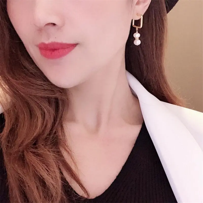Yuhe Shuangzhu Pearl Earrings Gold Plated
