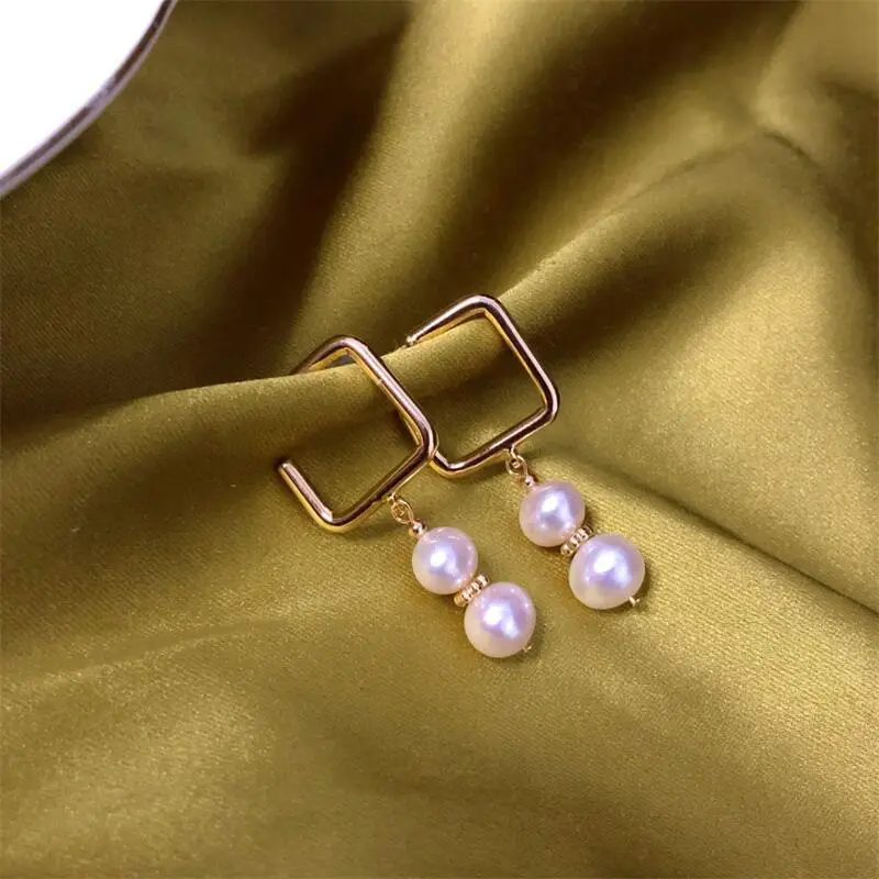 Yuhe Shuangzhu Pearl Earrings Gold Plated
