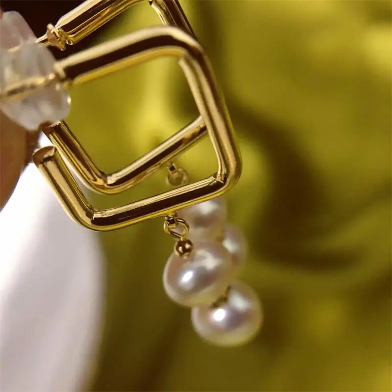 Yuhe Shuangzhu Pearl Earrings Gold Plated