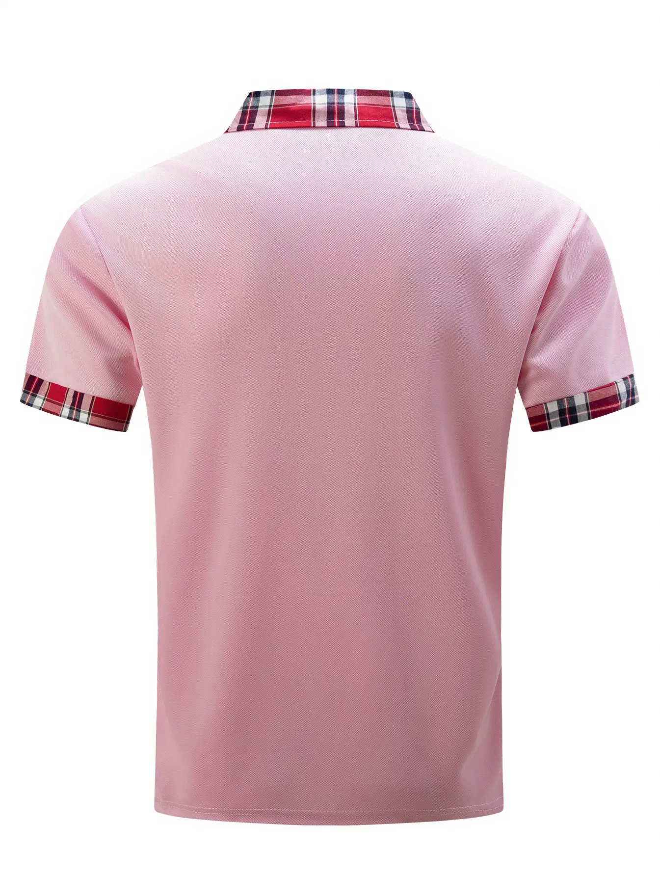 Men's Light Blue Plaid Polo Shirt with Zipper Pocket — feature 26