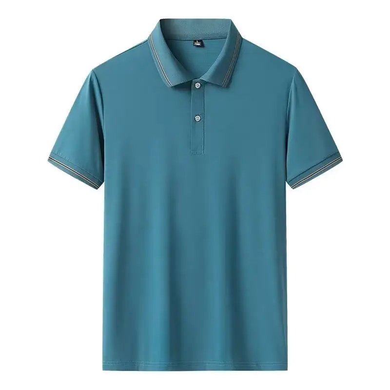 Men's White Polo Shirt with Button Collar - Image 6