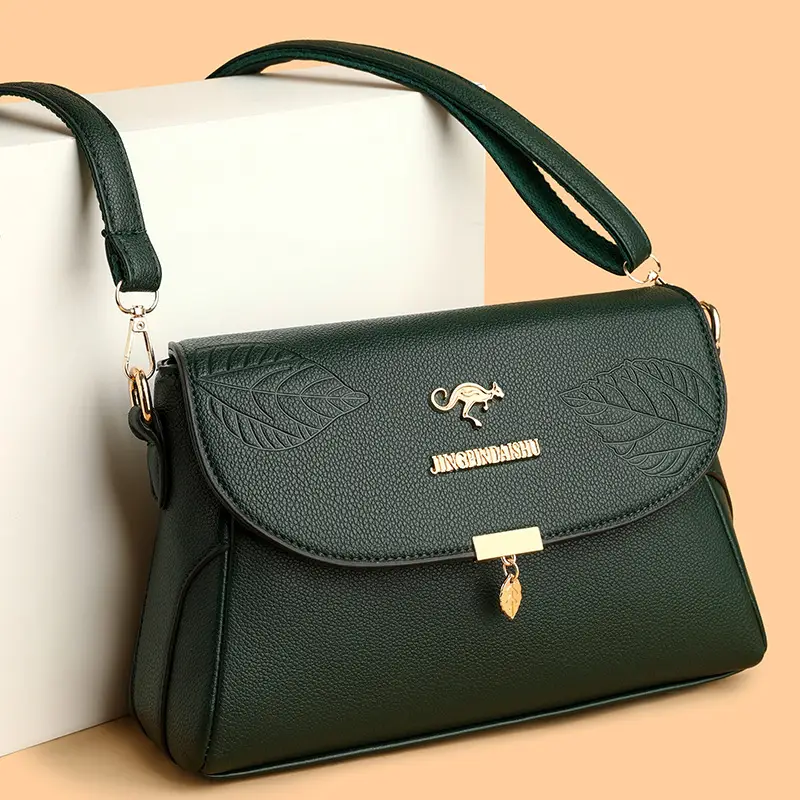 Black Embossed Leather Shoulder Bag for Women 2024 - Image 12