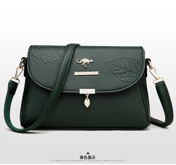 Black Embossed Leather Shoulder Bag for Women 2024 - Image 2