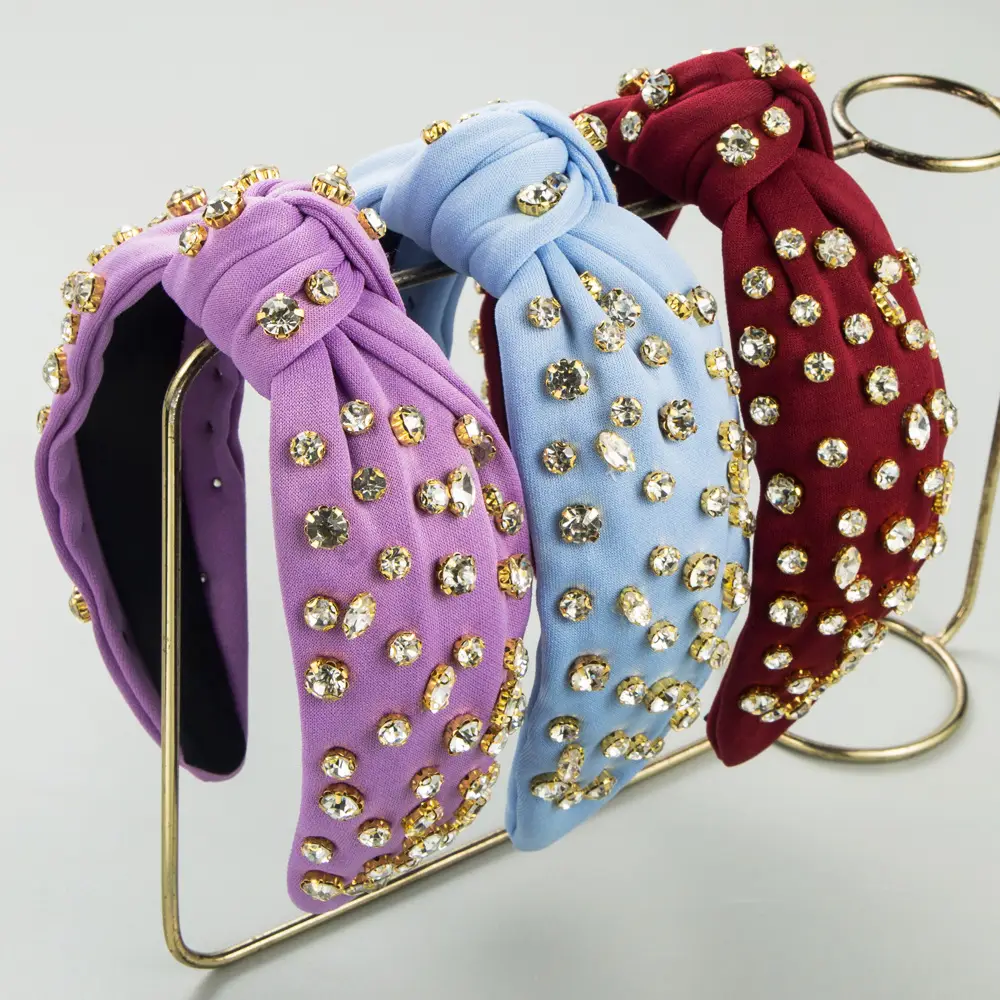Light Blue Full Diamond Knot Hairband for Women - Image 4