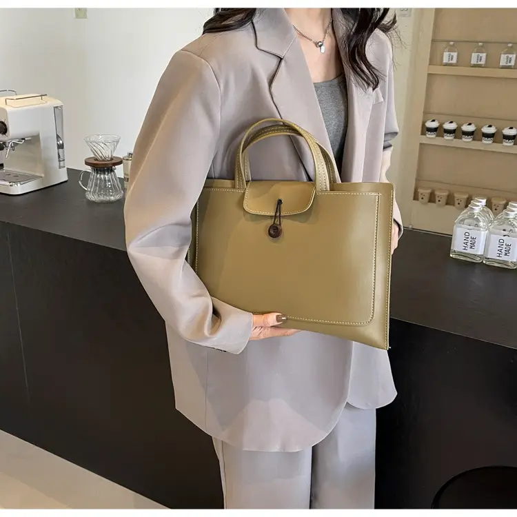 Women's 2-Piece Leather Tote Bag Set Tan Retro Fashion — feature 11