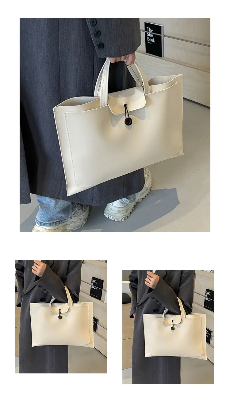 Women's 2-Piece Leather Tote Bag Set Tan Retro Fashion — feature 21