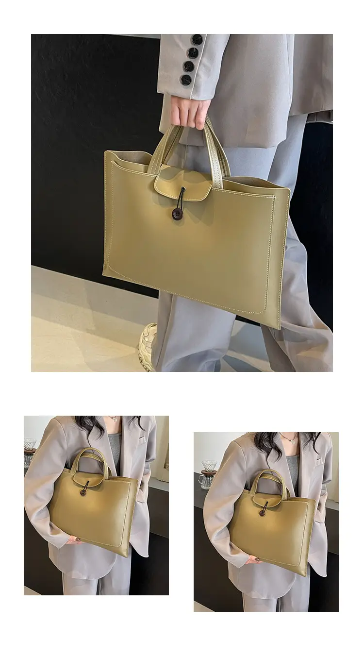 Women's 2-Piece Leather Tote Bag Set Tan Retro Fashion — feature 22