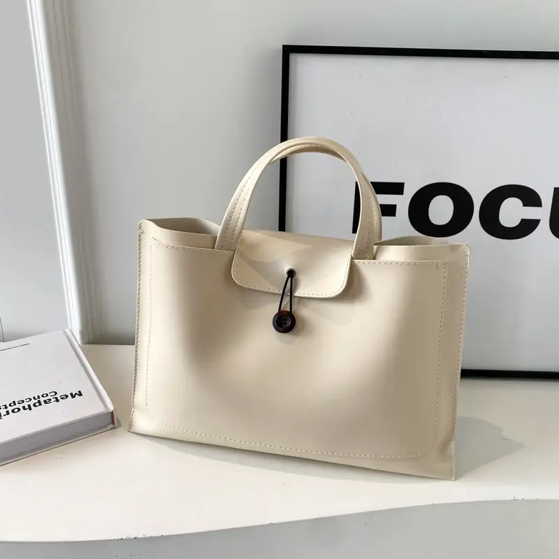 Women's 2-Piece Leather Tote Bag Set Tan Retro Fashion - Image 8