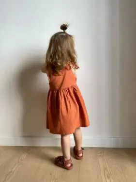 Beige Lace-Up Summer Girls Dress with Pocket — feature 11