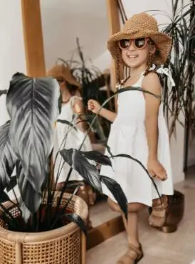 Beige Lace-Up Summer Girls Dress with Pocket — feature 15