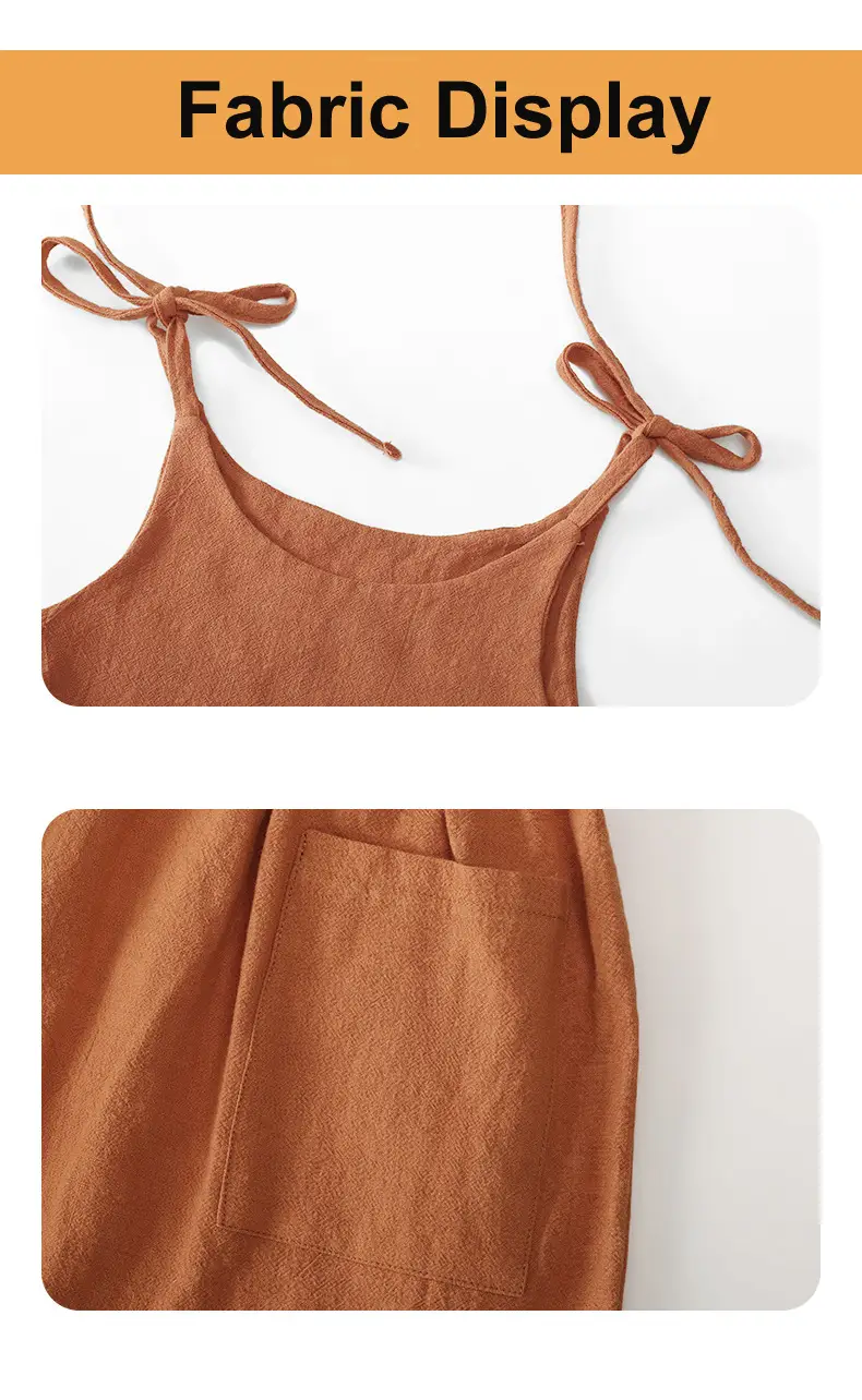 Beige Lace-Up Summer Girls Dress with Pocket — feature 9