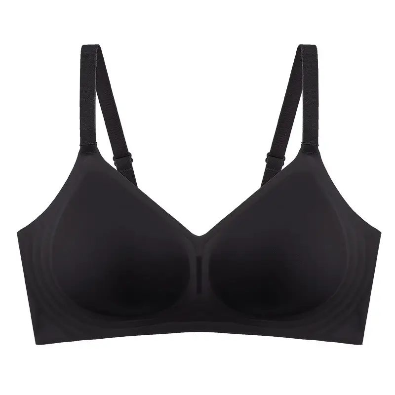 Seamless nude underwear women's jelly soft support adjustable breast collection anti-sagging wireless super soft thin bra