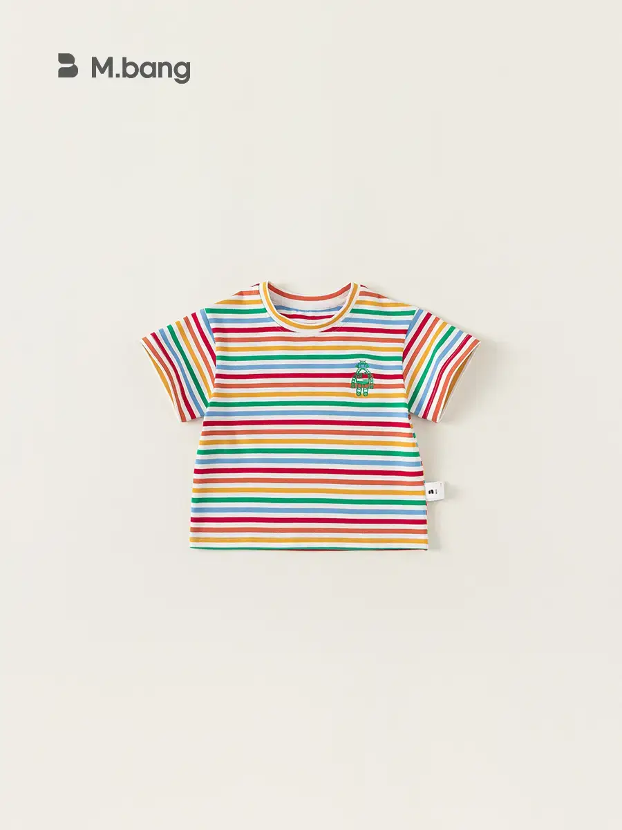 Kids Striped T-Shirt Boys Girls Summer New - Image 2