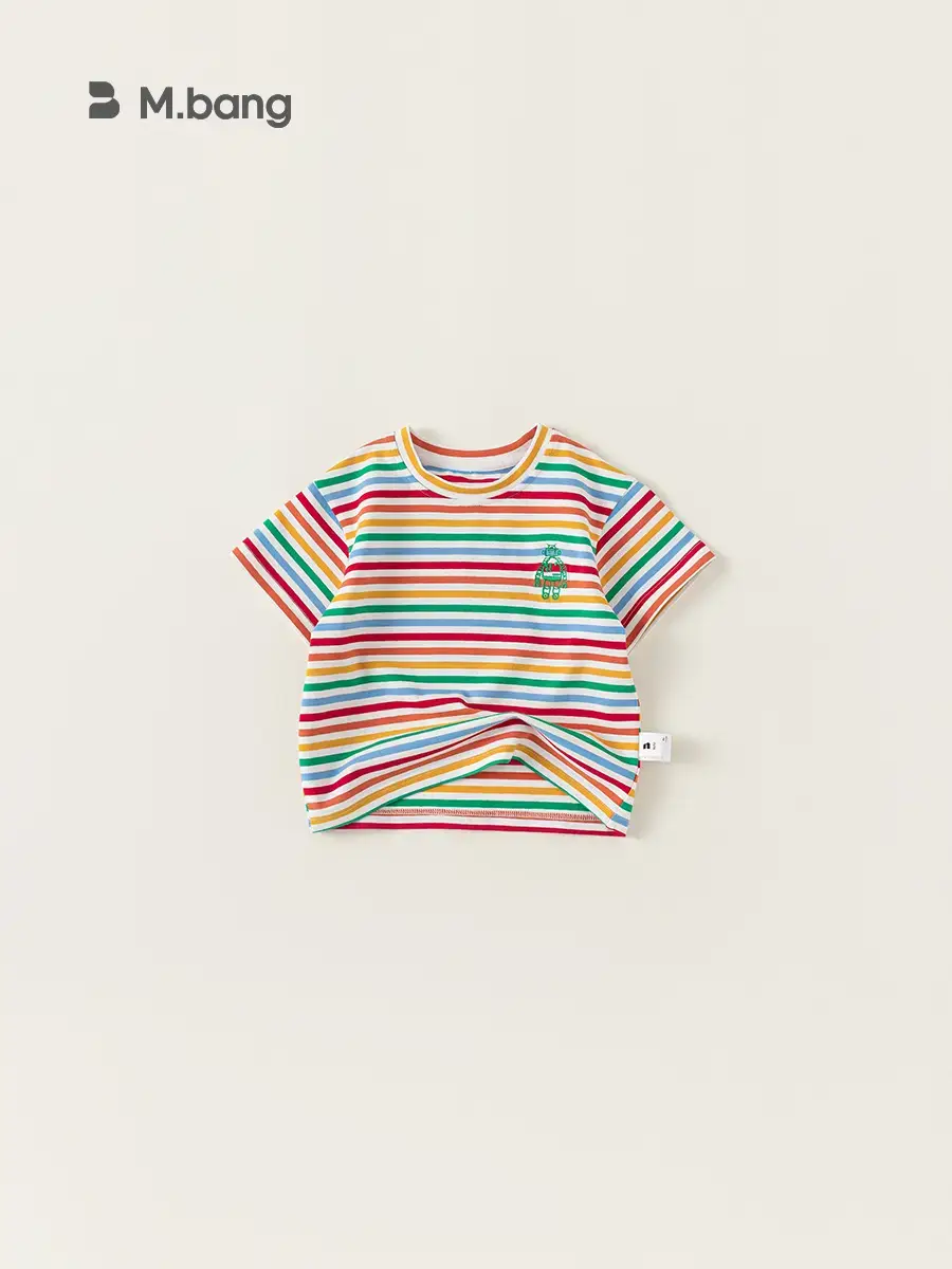 Kids Striped T-Shirt Boys Girls Summer New - Image 4