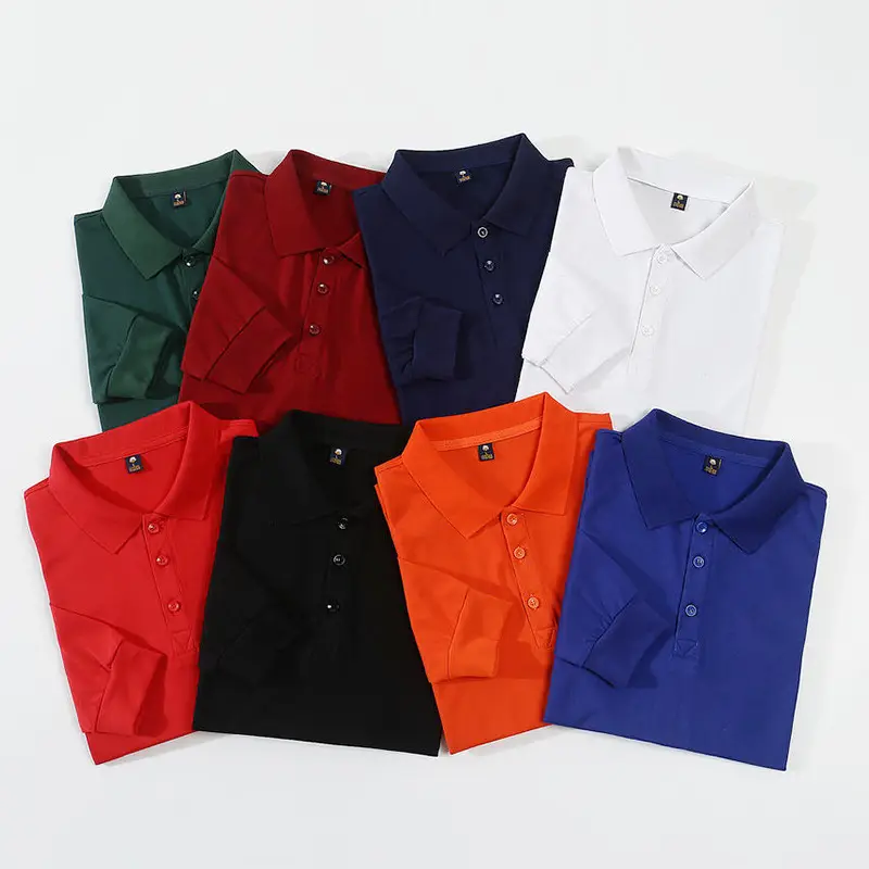 Men Navy Combed Cotton Polo Shirt Solid Color - Image 11
