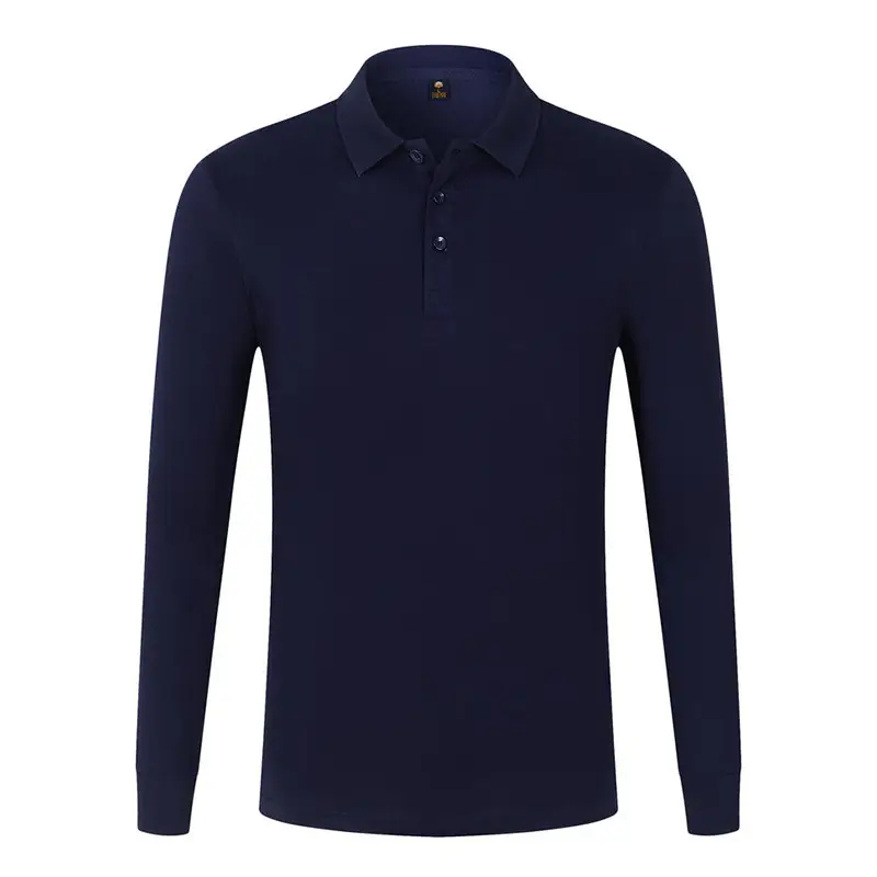 Men Navy Combed Cotton Polo Shirt Solid Color - Image 13