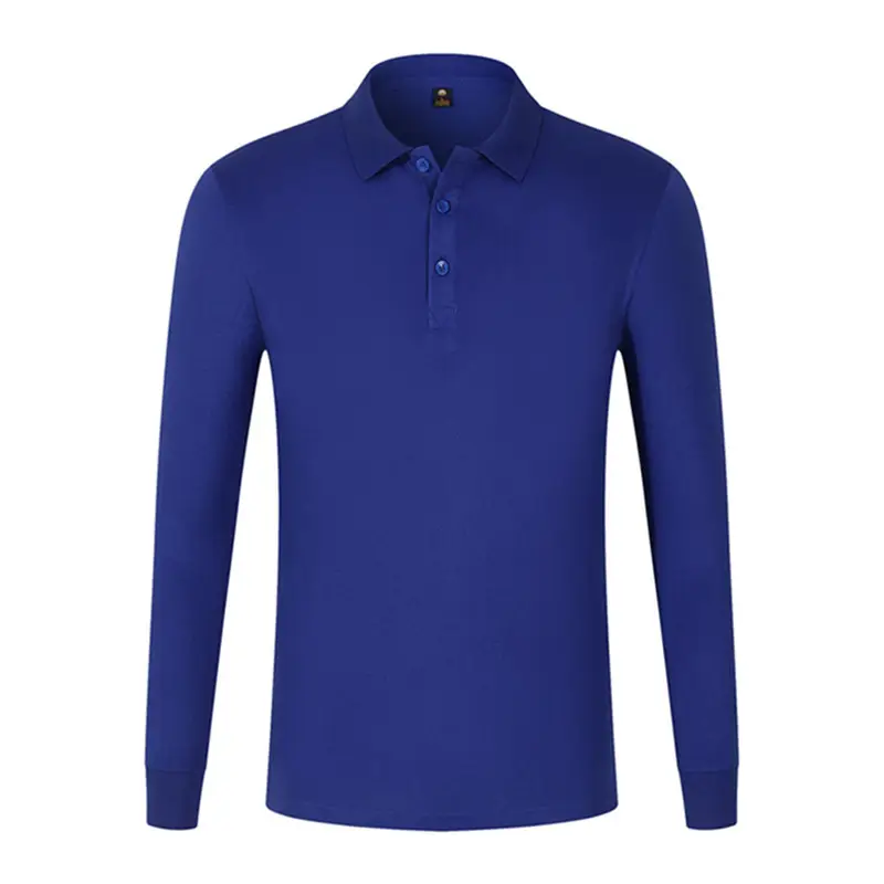 Men Navy Combed Cotton Polo Shirt Solid Color - Image 2