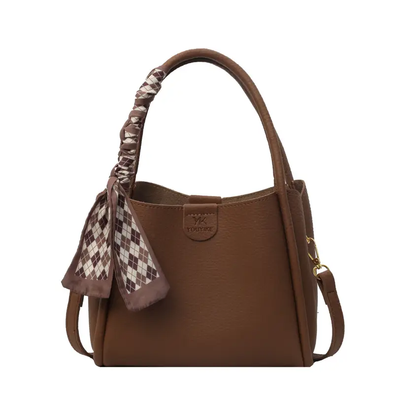 Women's PU Leather Bucket Bag with Bow Strap
