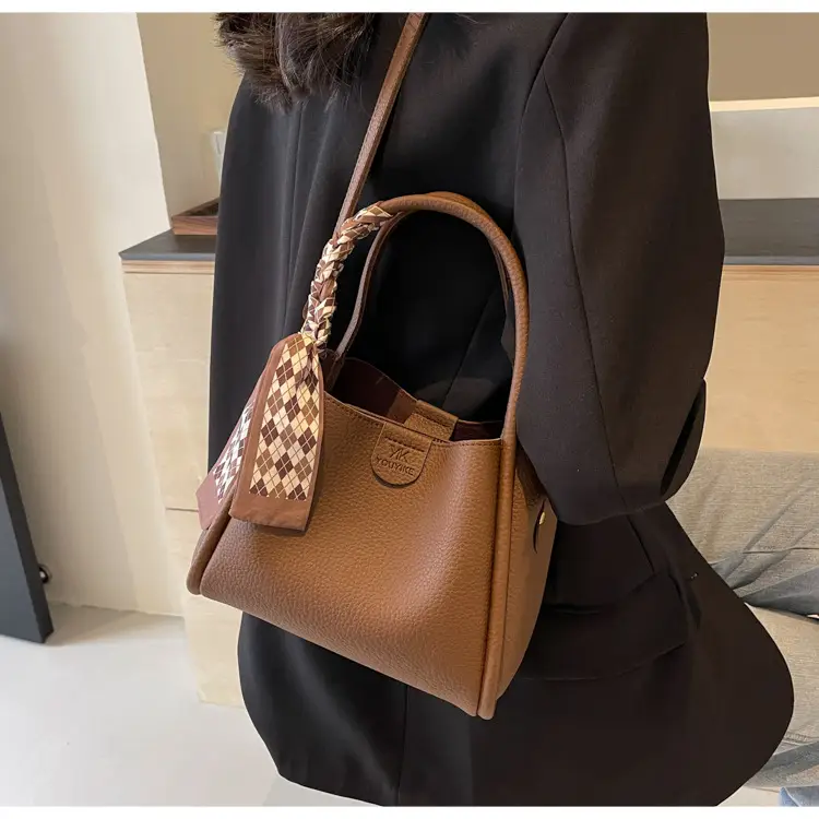 Women's PU Leather Bucket Bag with Bow Strap — feature 11