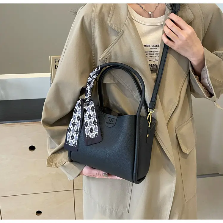 Women's PU Leather Bucket Bag with Bow Strap — feature 13