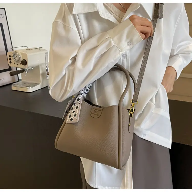 Women's PU Leather Bucket Bag with Bow Strap — feature 15