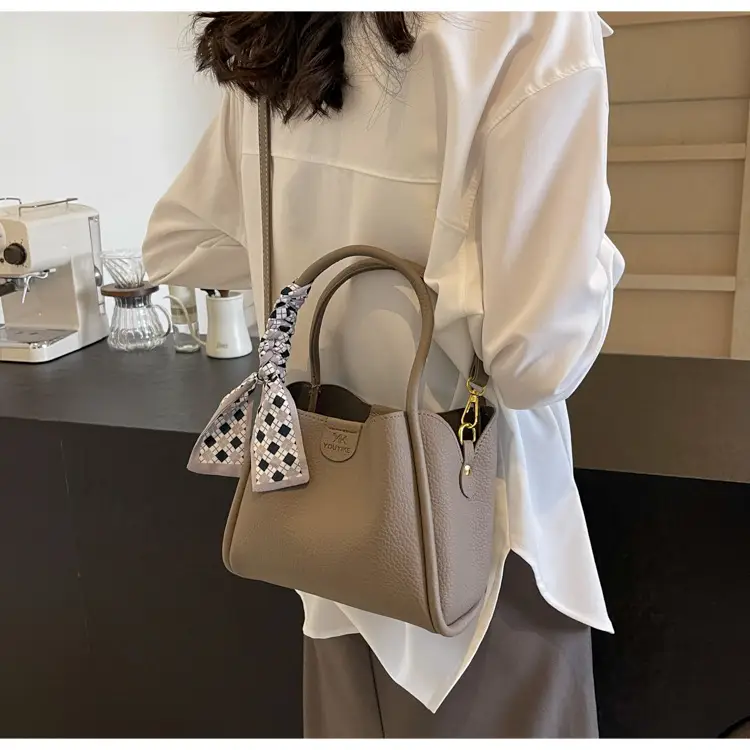 Women's PU Leather Bucket Bag with Bow Strap — feature 16