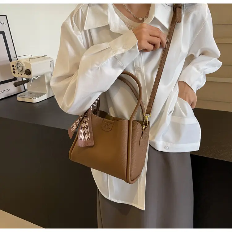 Women's PU Leather Bucket Bag with Bow Strap — feature 17