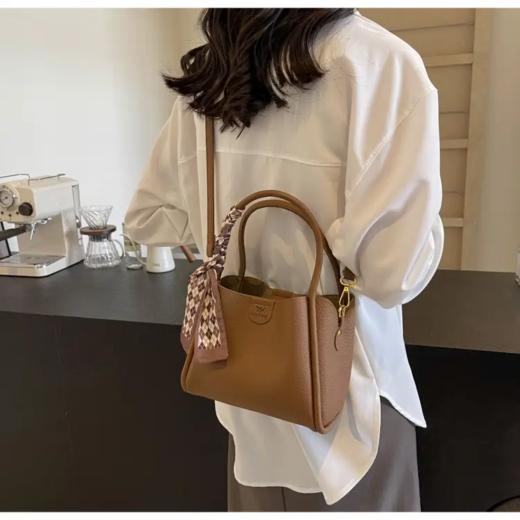Women's PU Leather Bucket Bag with Bow Strap — feature 18