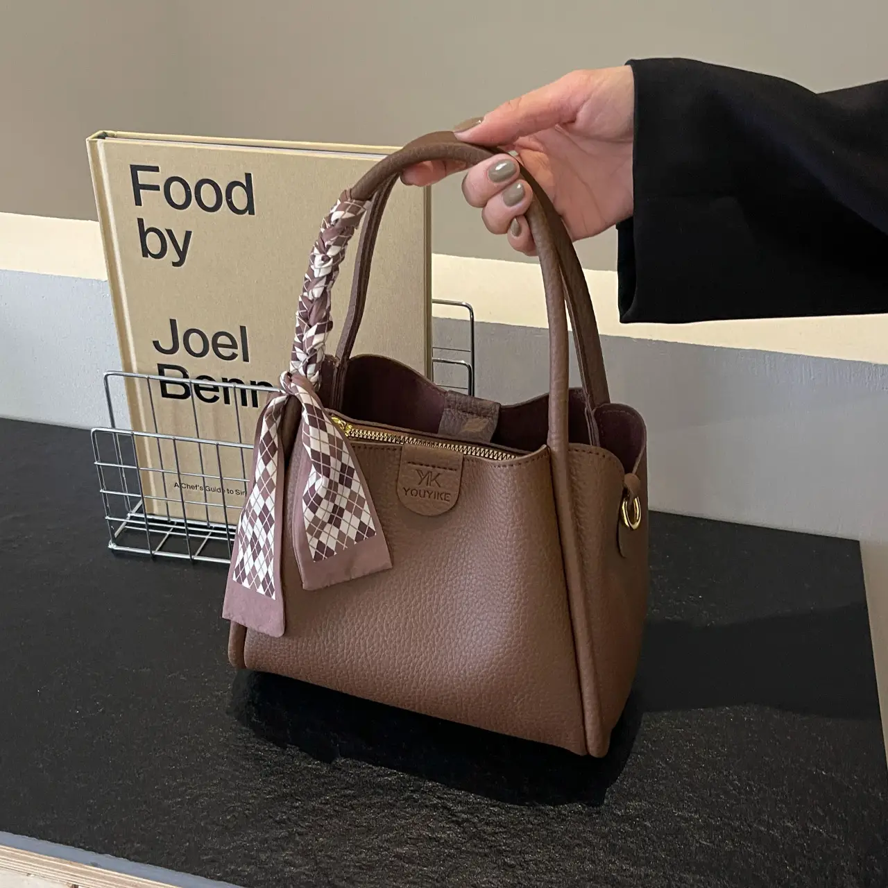 Women's PU Leather Bucket Bag with Bow Strap