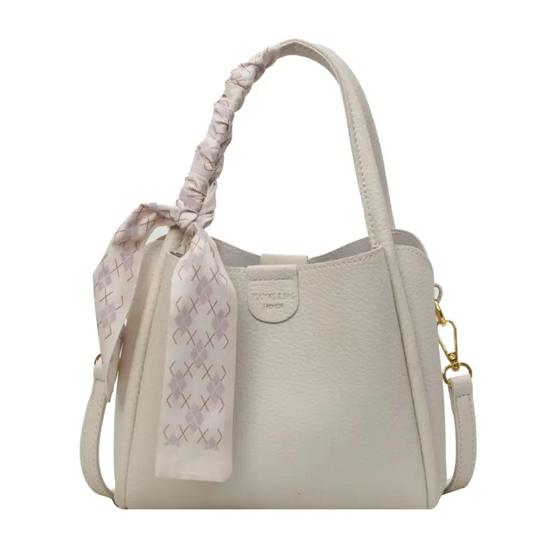 Women's PU Leather Bucket Bag with Bow Strap