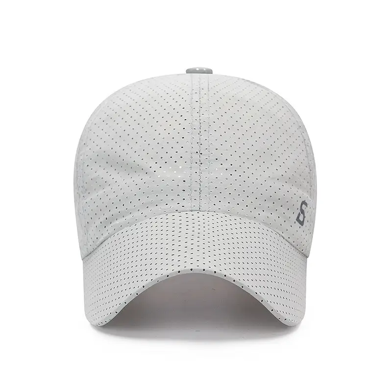 Men's White Mesh Beaded Baseball Cap with Adjustable Strap - Image 8