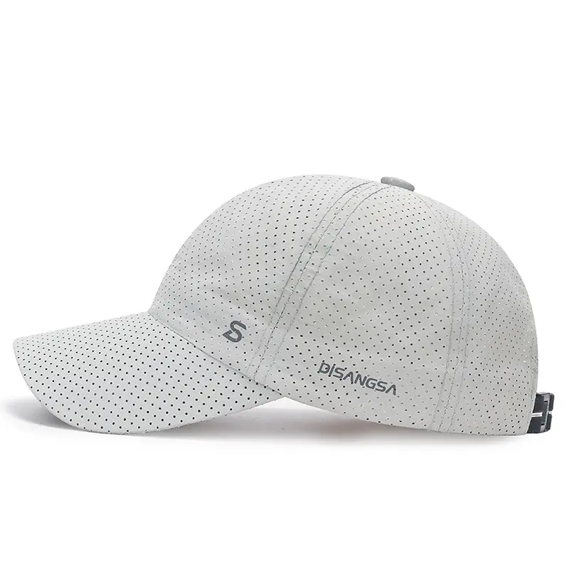 Men's White Mesh Beaded Baseball Cap with Adjustable Strap - Image 9