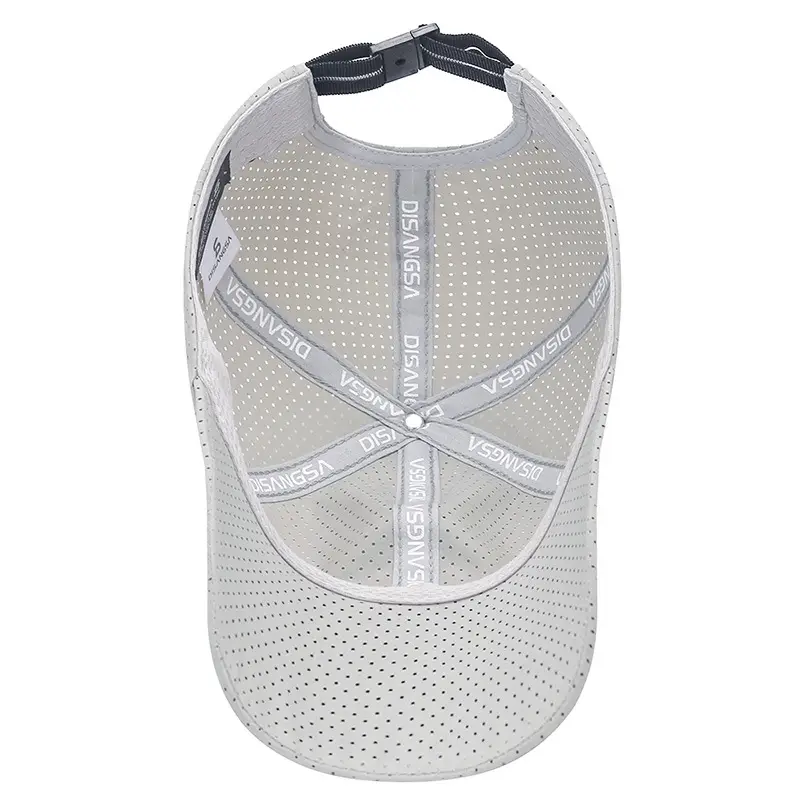 Men's White Mesh Beaded Baseball Cap with Adjustable Strap - Image 11
