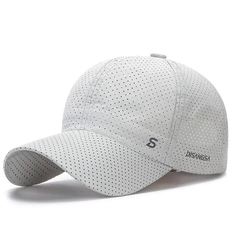 Men's White Mesh Beaded Baseball Cap with Adjustable Strap - Image 5
