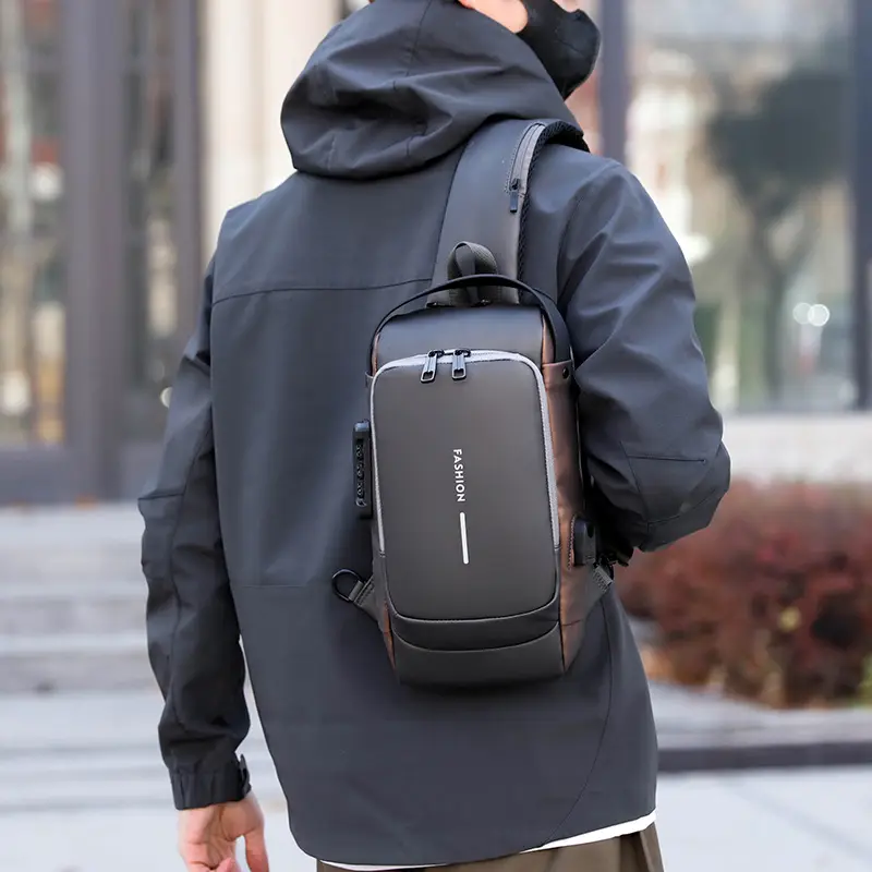 Men's Anti-Theft Diagonal Shoulder Bag Black - Image 6