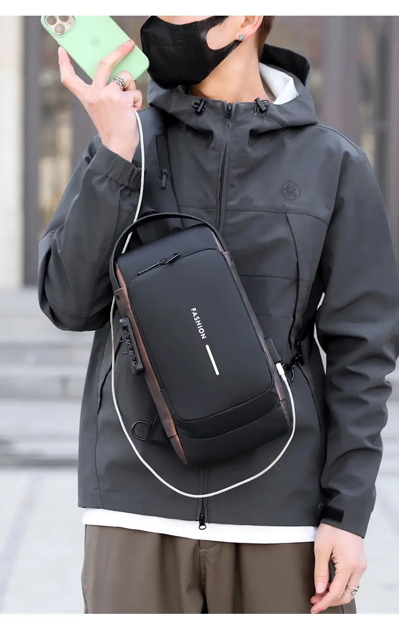 Men's Anti-Theft Diagonal Shoulder Bag Black — feature 18
