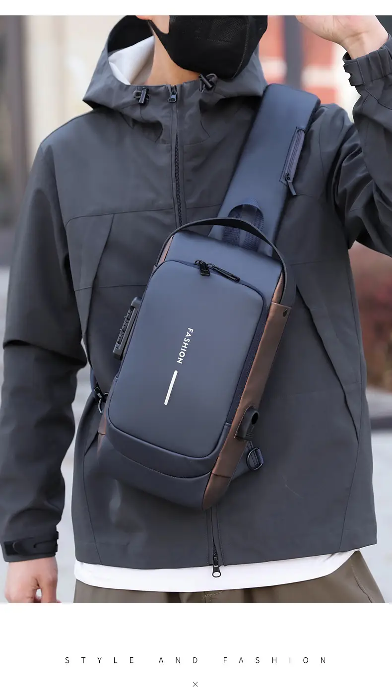 Men's Anti-Theft Diagonal Shoulder Bag Black — feature 19