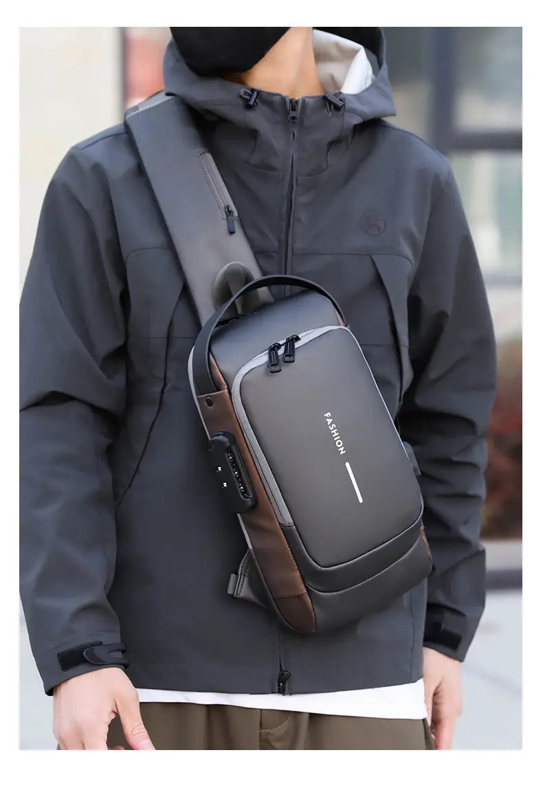 Men's Anti-Theft Diagonal Shoulder Bag Black — feature 21
