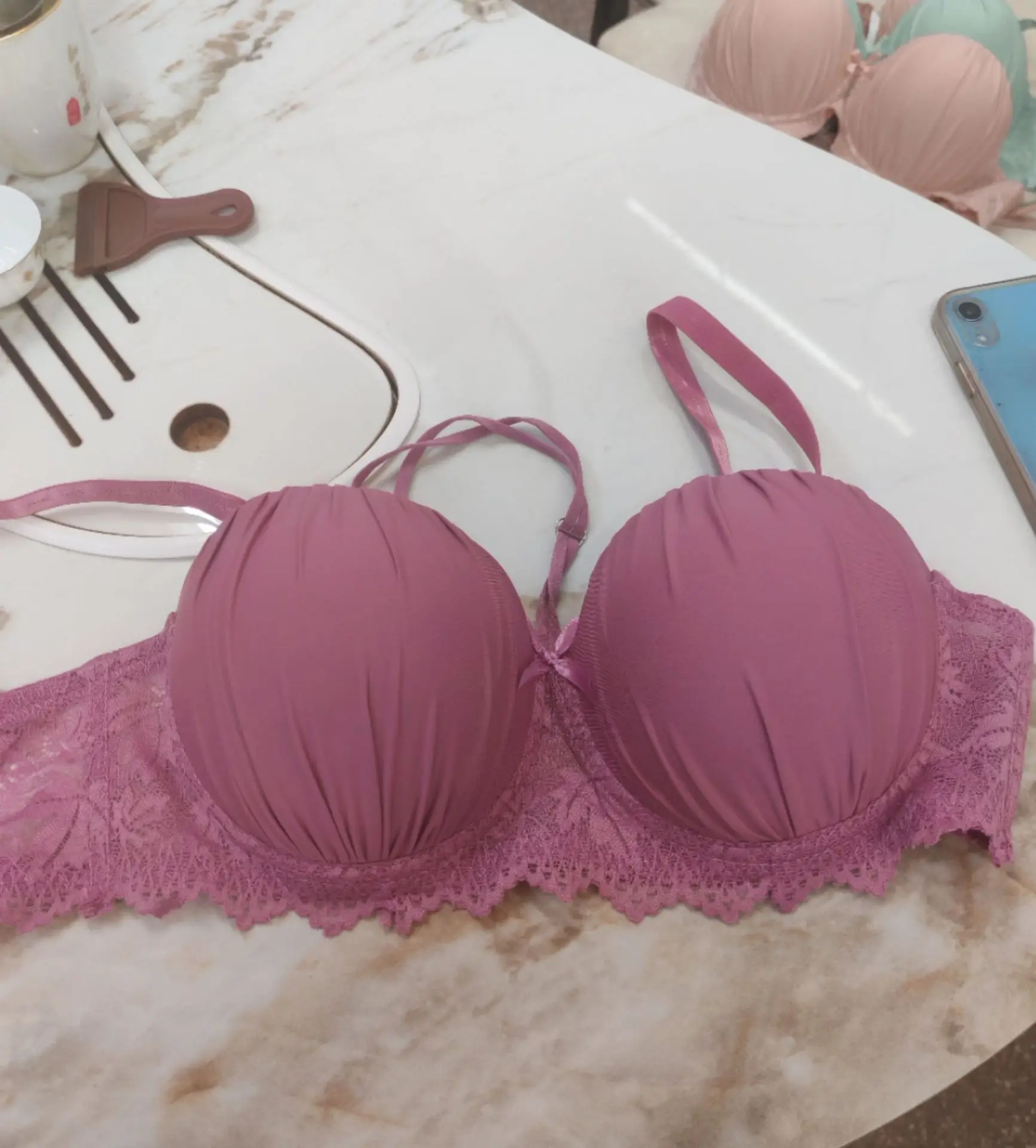 Cross-Border Knitted Push-Up Bra Underwire Brown — feature 33