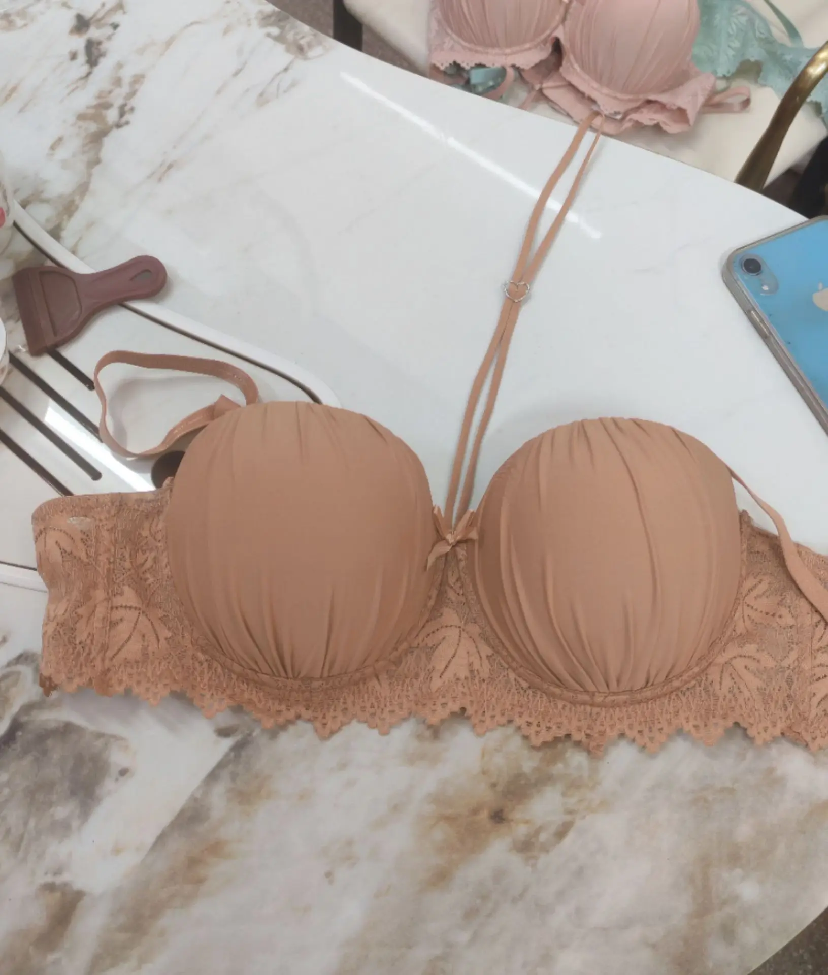 Cross-Border Knitted Push-Up Bra Underwire Brown — feature 34