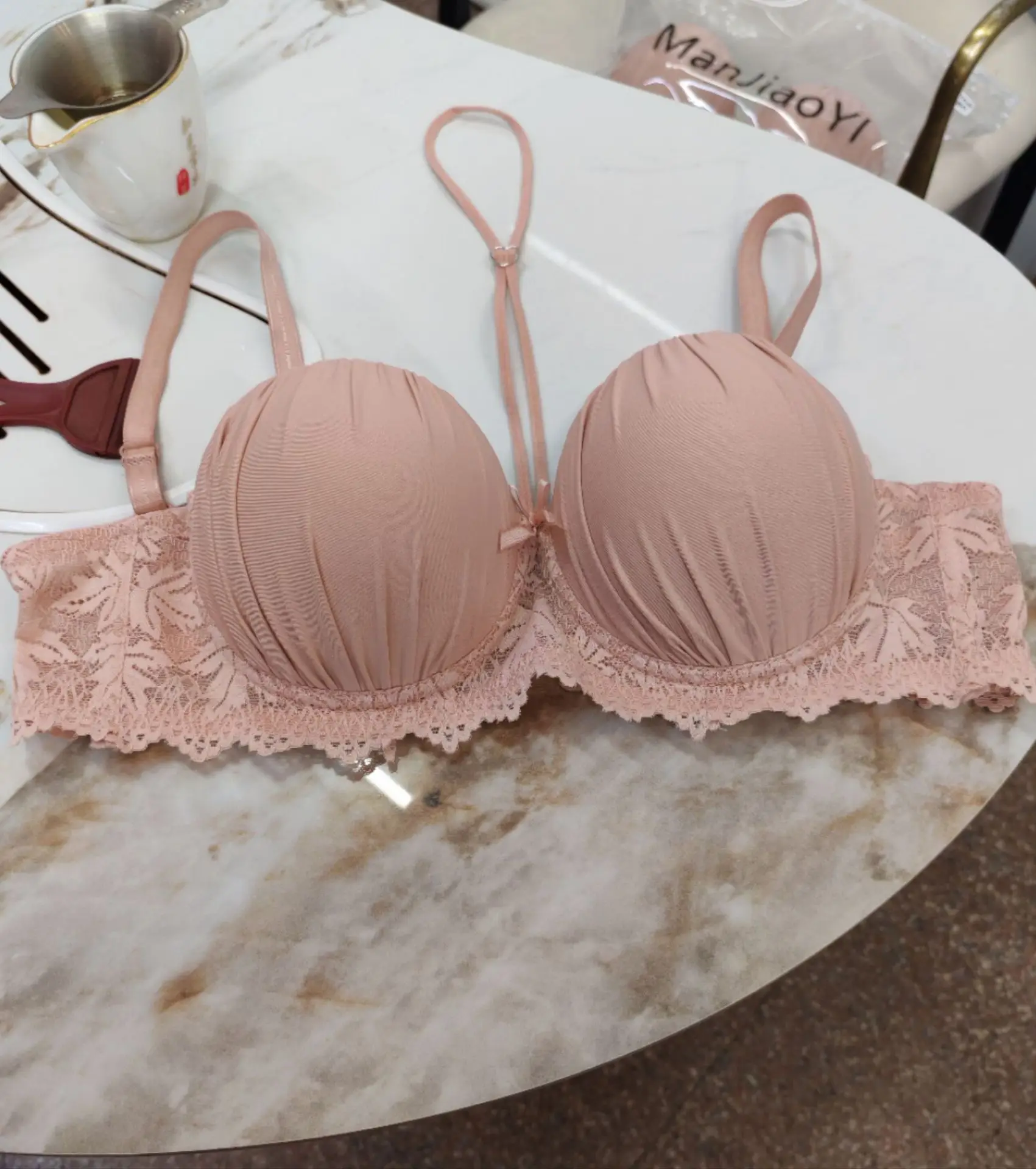 Cross-Border Knitted Push-Up Bra Underwire Brown — feature 37