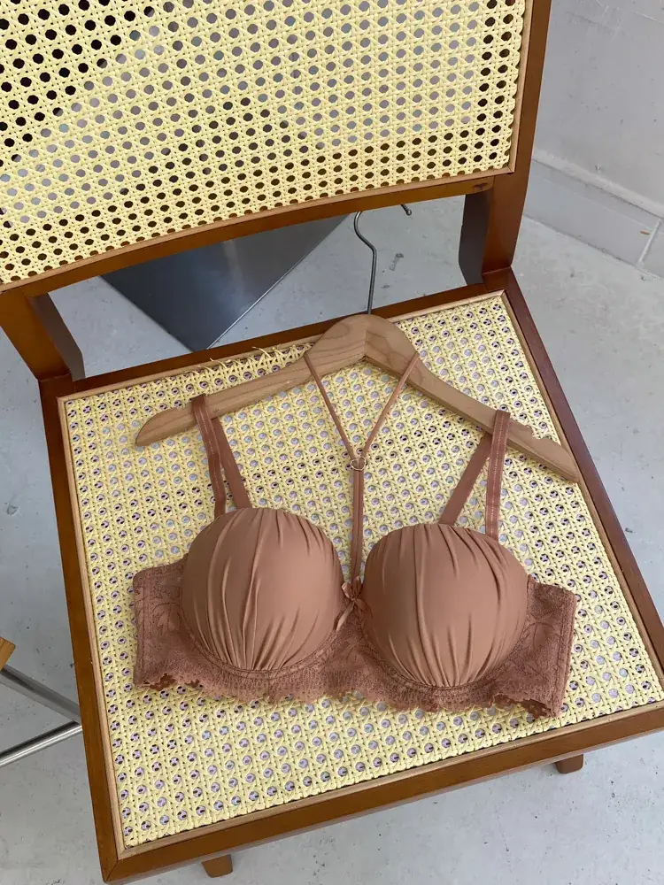 Cross-Border Knitted Push-Up Bra Underwire Brown - Image 4