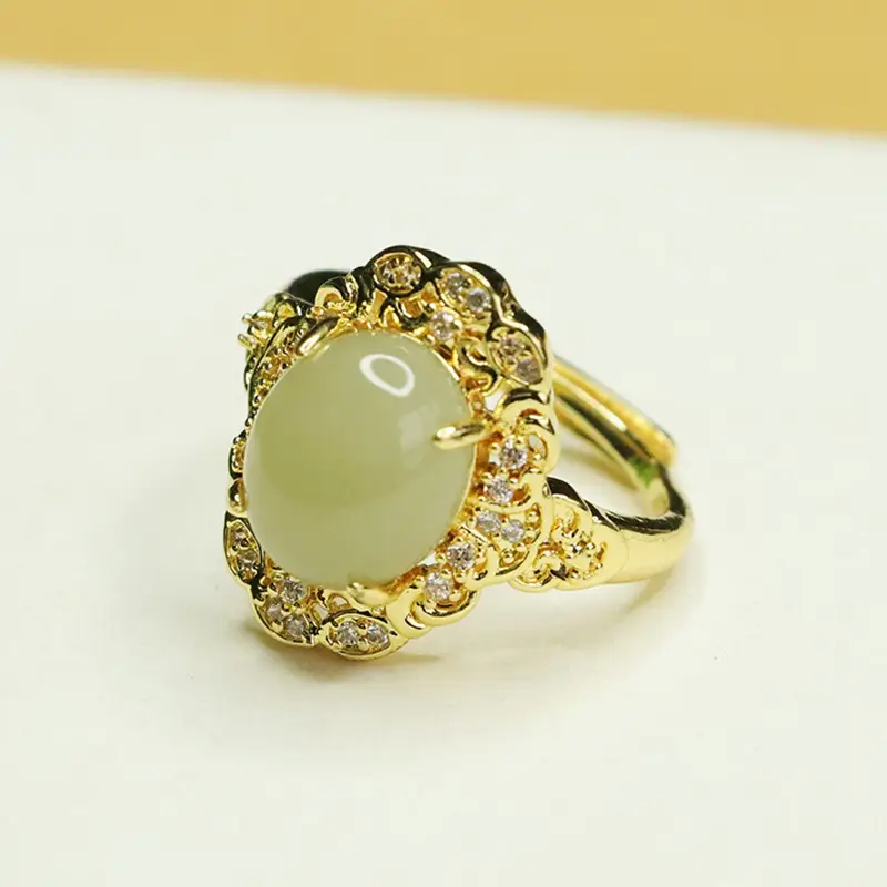 Aiyu Natural Hetian Jade Ring Clear Water Jade - Image 2