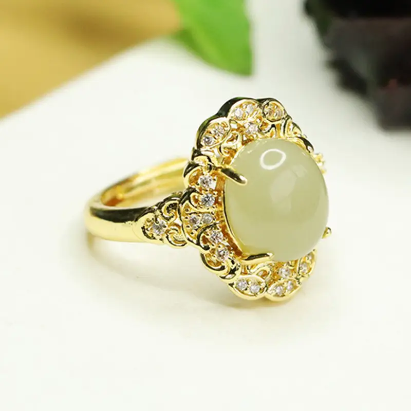 Aiyu Natural Hetian Jade Ring Clear Water Jade - Image 3