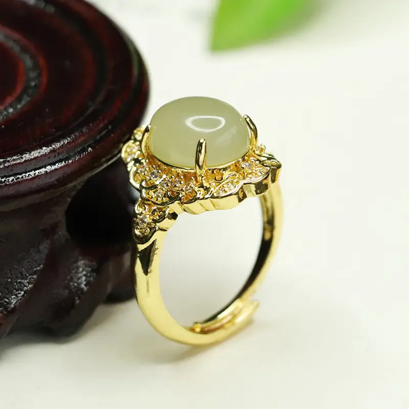 Aiyu Natural Hetian Jade Ring Clear Water Jade - Image 4