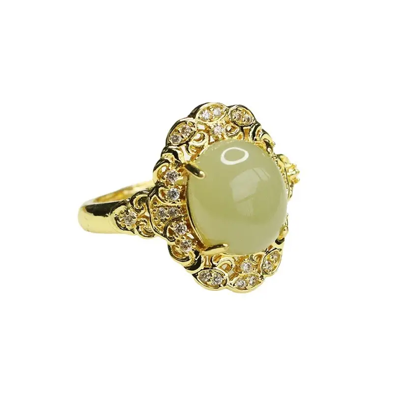 Aiyu Natural Hetian Jade Ring Clear Water Jade - Image 5