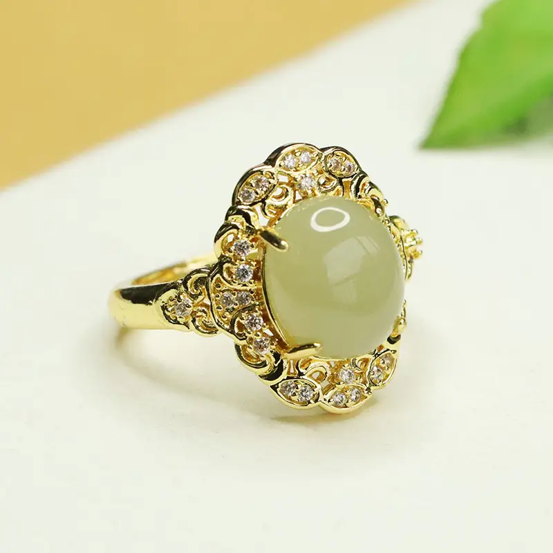 Aiyu Natural Hetian Jade Ring Clear Water Jade — feature 3