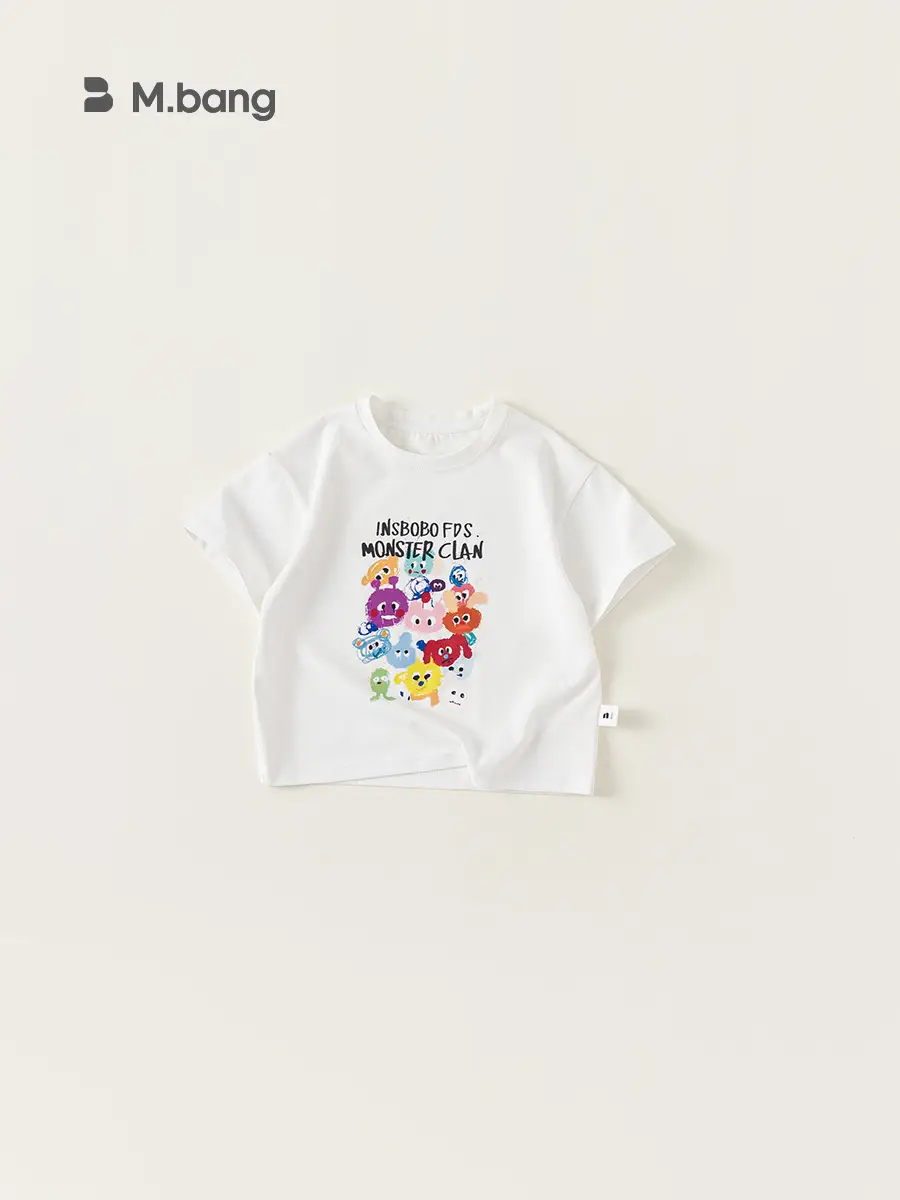 Yubao Boys Cartoon Graffiti T-Shirt Purple Summer Wear