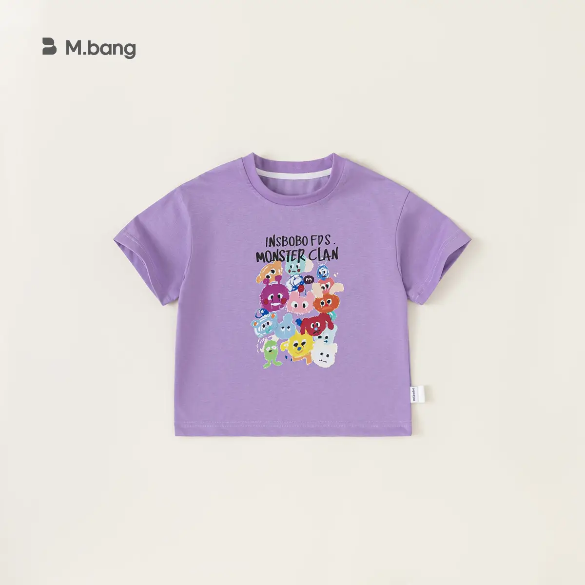 Yubao Boys Cartoon Graffiti T-Shirt Purple Summer Wear