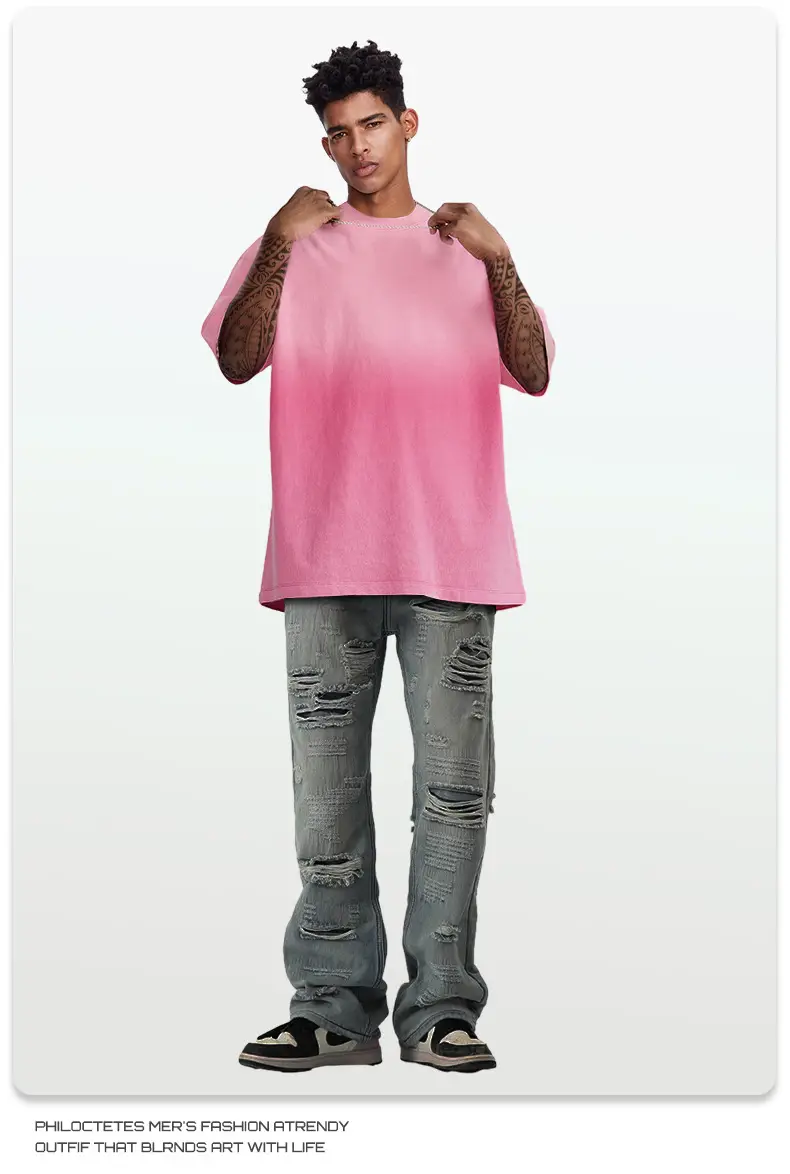 Men Women Aqua Blue Gradient Oversize T-Shirt — feature 10